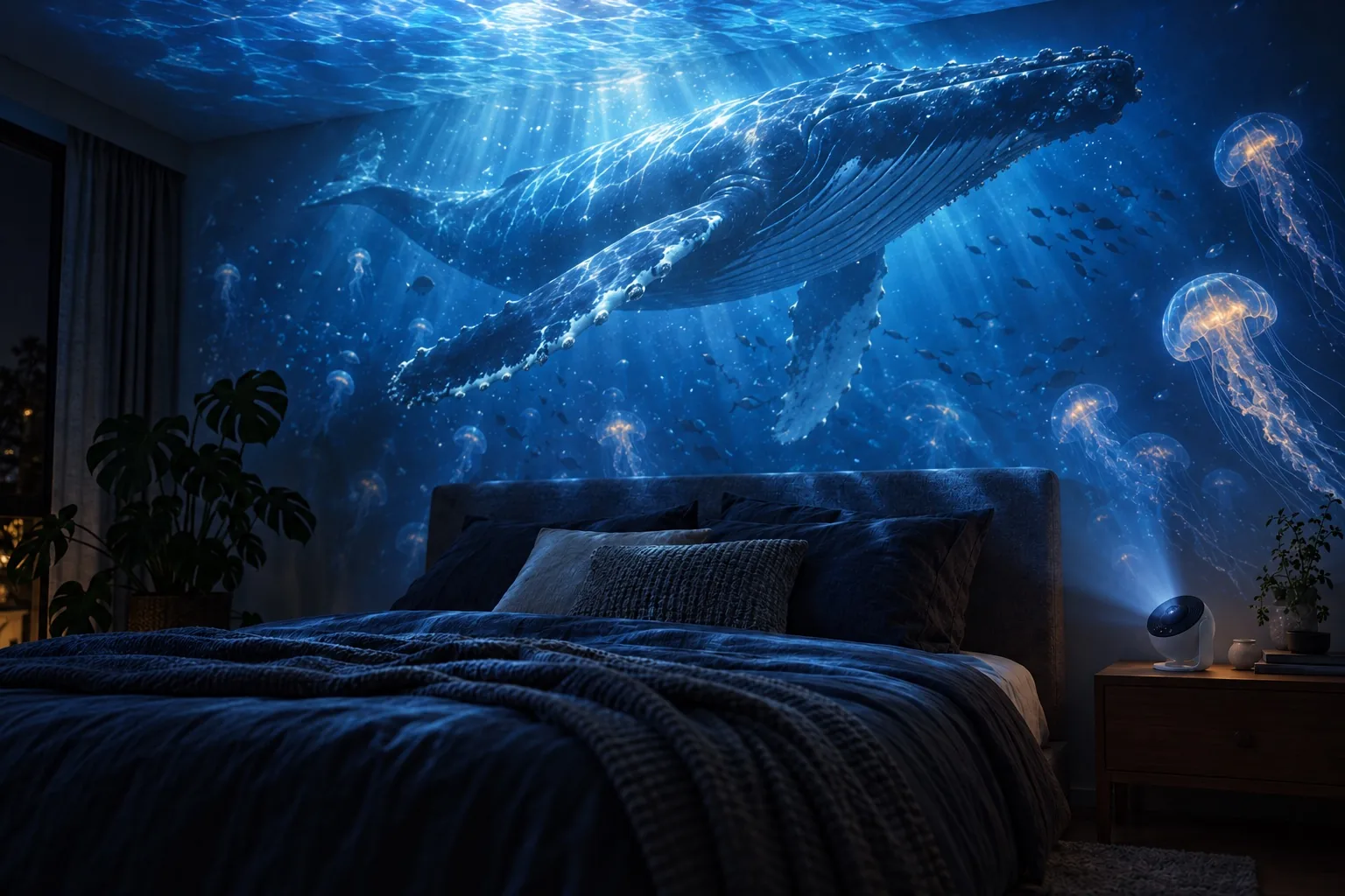 The Ocean world projected in a bedroom